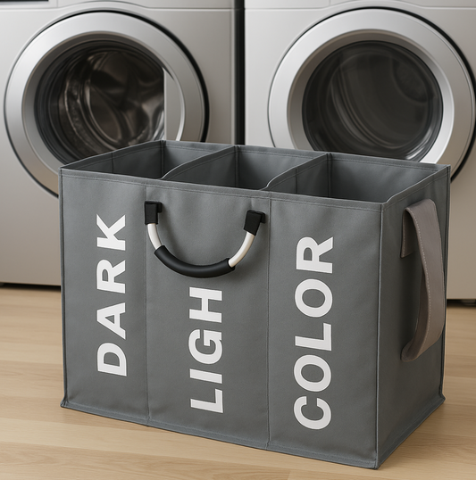 THREE SECTION LAUNDRY BASKET